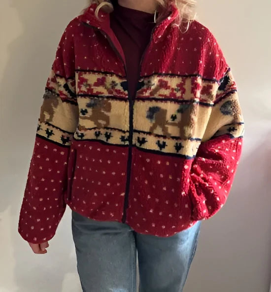 Fleece Collar Christmas Jacket
