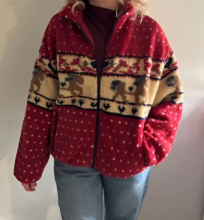 Fleece Collar Christmas Jacket